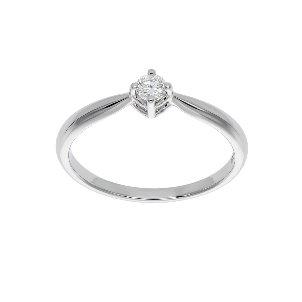 Anillo Oro Blanco y Brillante Solitario AN-14562