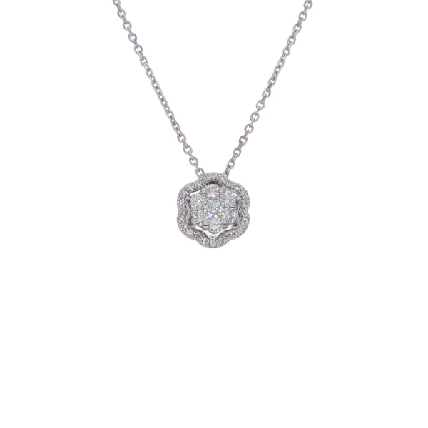 Collar Oro Blanco y Brillantes Halo Flor CO-14563