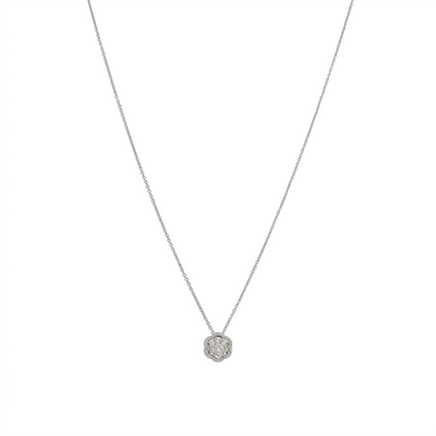 Collar Oro Blanco y Brillantes Halo Flor CO-14563