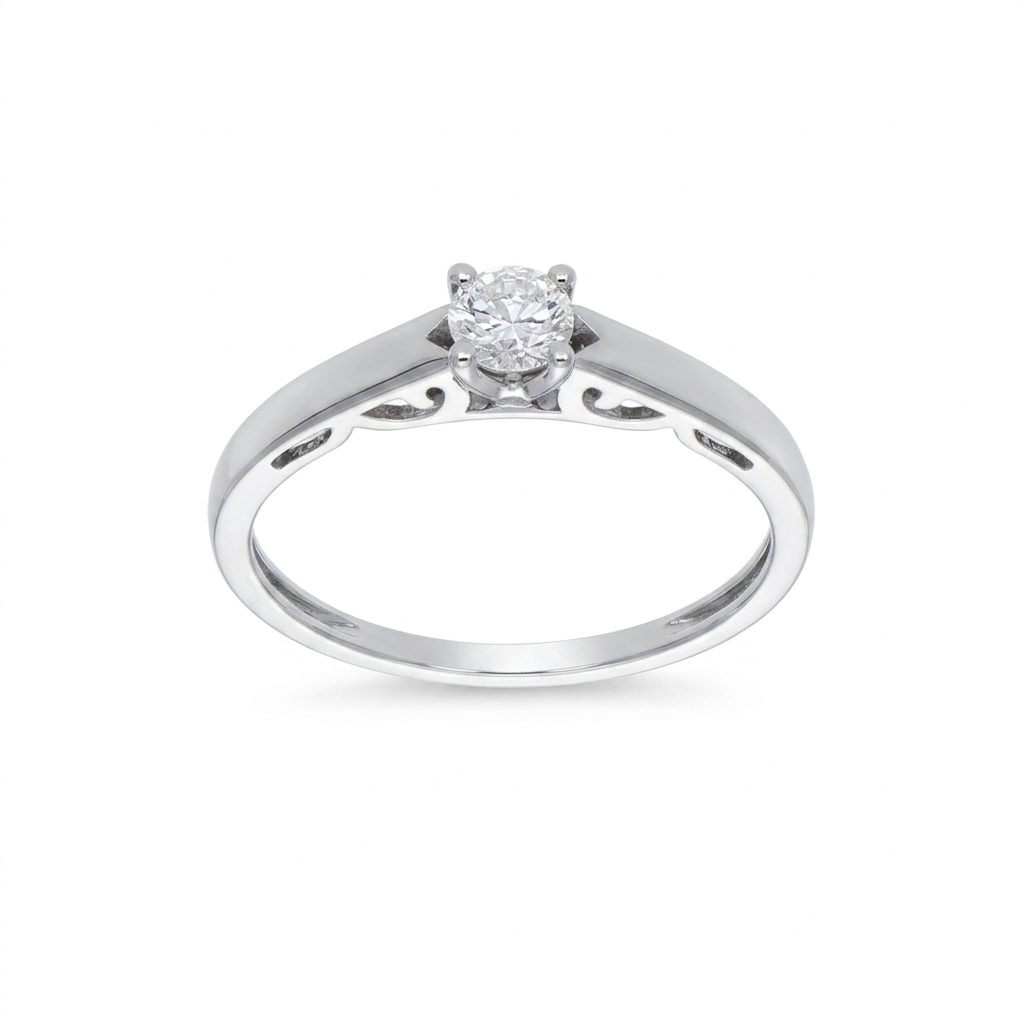 Anillo Oro Blanco y Brillante Solitario AN-14564