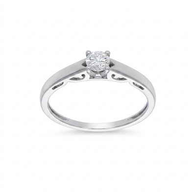 Anillo Oro Blanco y Brillante Solitario AN-14564