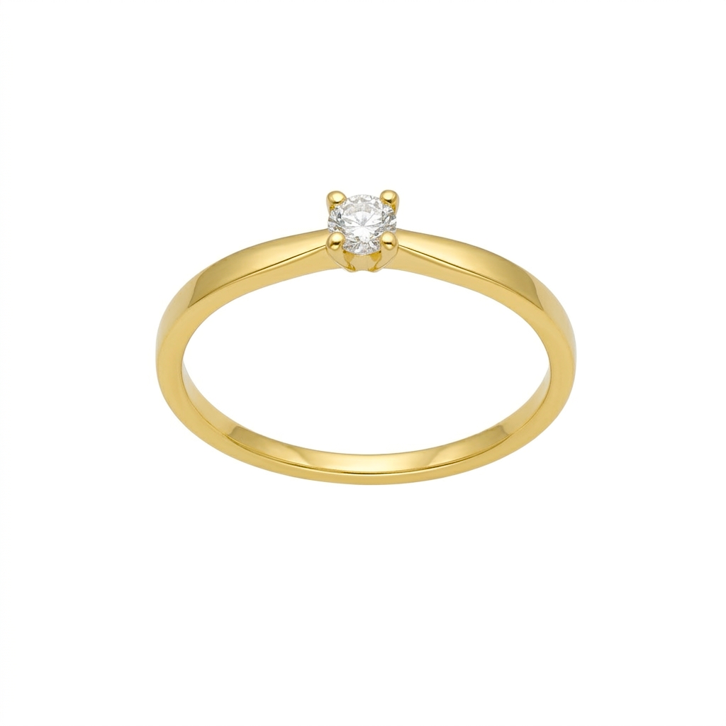 Anillo Oro Amarillo y Brillante Solitario AN-14565