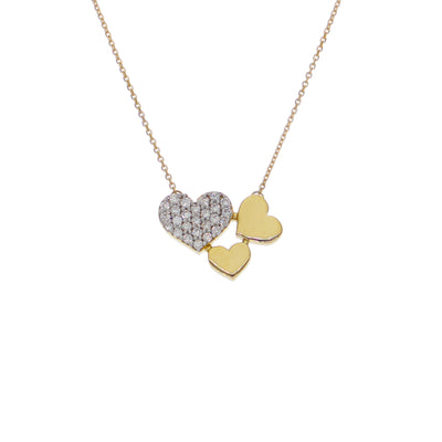 Collar Oro Amarillo y Brillantes Corazones CO-14566