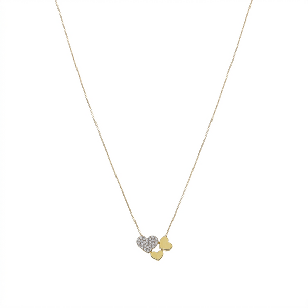 Collar Oro Amarillo y Brillantes Corazones CO-14566