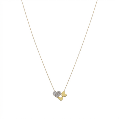 Collar Oro Amarillo y Brillantes Corazones CO-14566