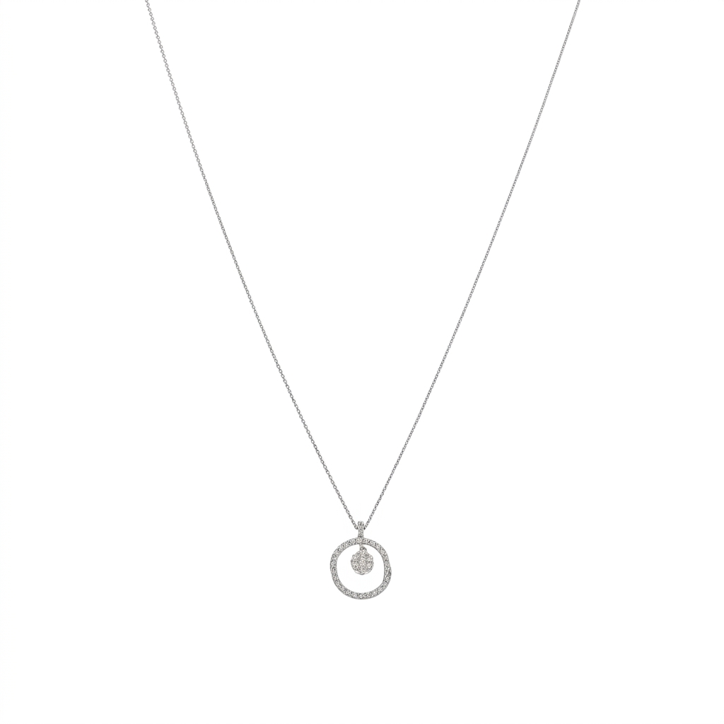 Collar Oro Blanco y Brillantes CO-14570