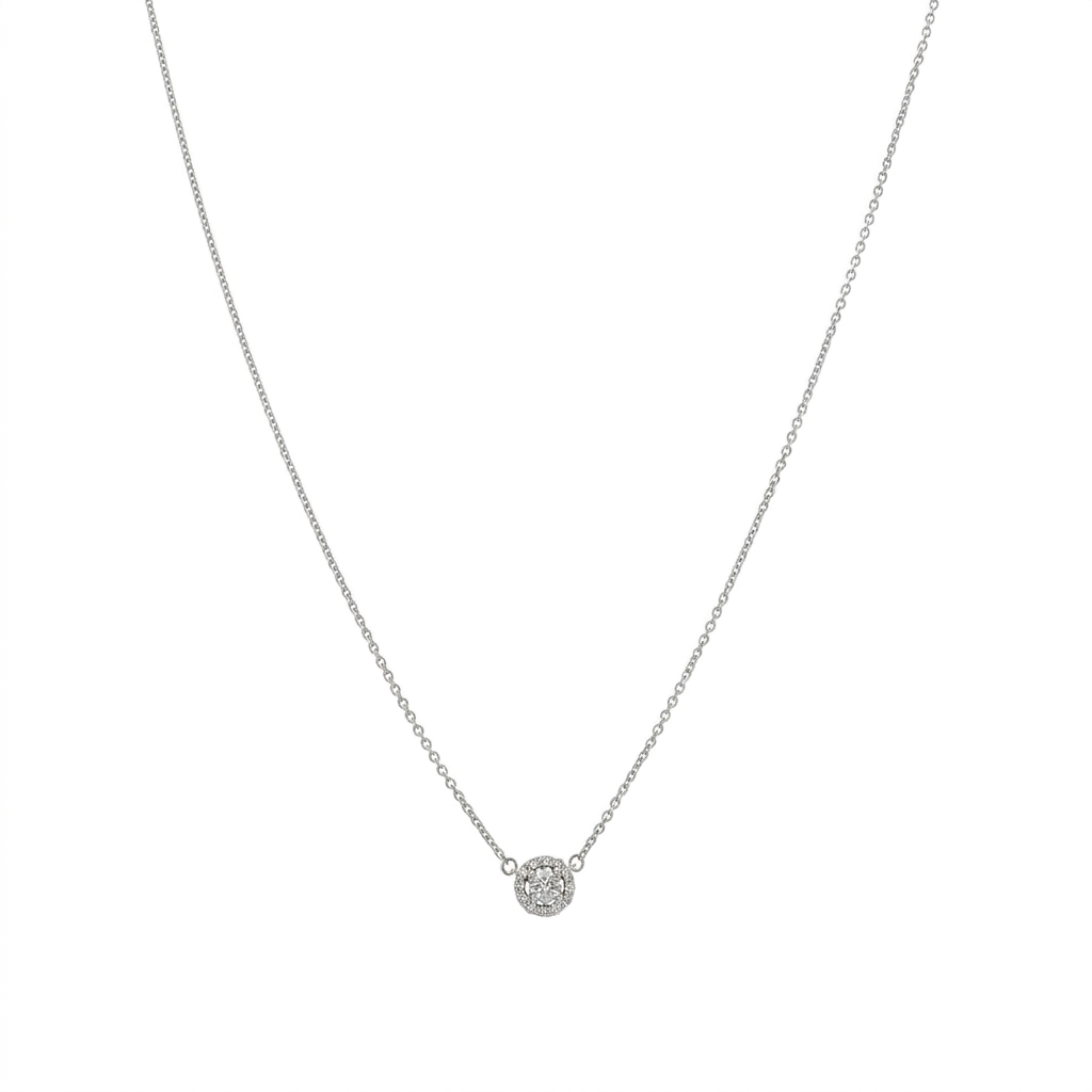 Collar Oro Blanco y Brillantes Halo CO-14574