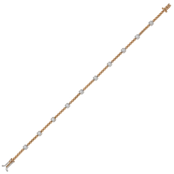 Pulsera Oro Rosa y Blanco Brillantes PU-14575