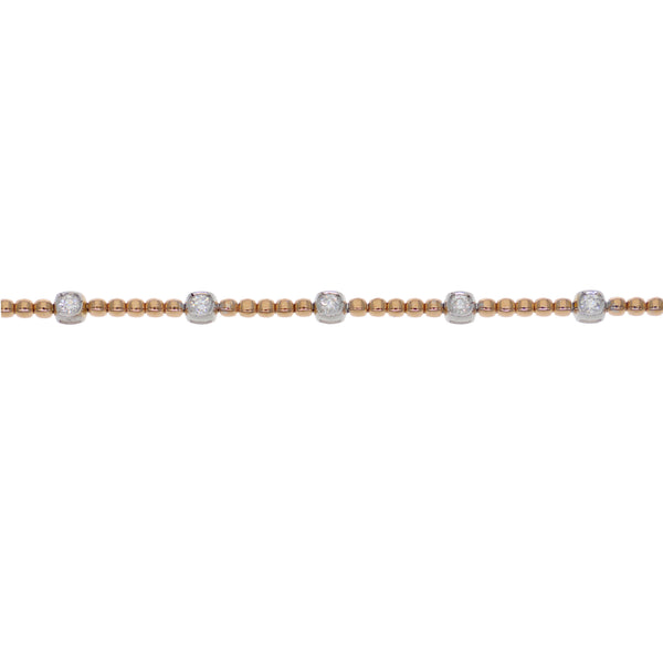 Pulsera Oro Rosa y Blanco Brillantes PU-14575