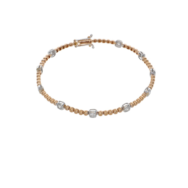 Pulsera Oro Rosa y Blanco Brillantes PU-14575