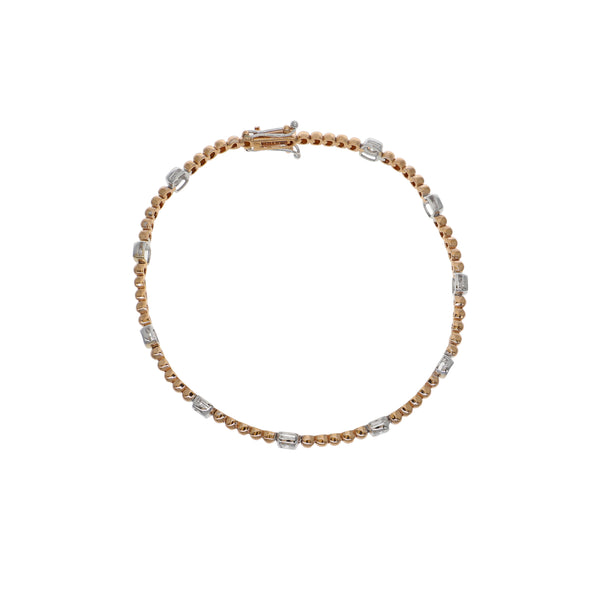 Pulsera Oro Rosa y Blanco Brillantes PU-14575