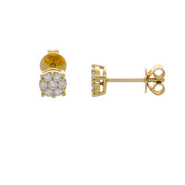 Aros Oro Amarillo y Brillantes Halo AR-14576