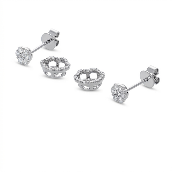 Aros Oro Blanco y Brillantes Halo AR-14577