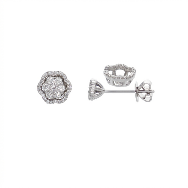 Aros Oro Blanco y Brillantes Halo AR-14577