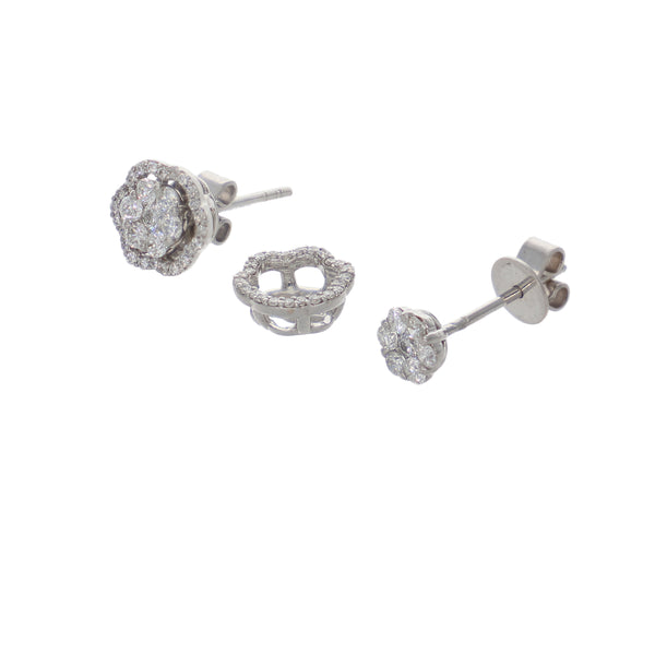 Aros Oro Blanco y Brillantes Halo AR-14577