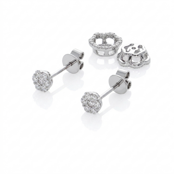 Aros Oro Blanco y Brillantes Halo AR-14577