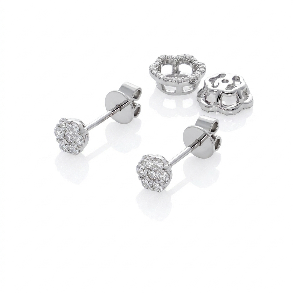 Aros Oro Blanco y Brillantes Halo AR-14577