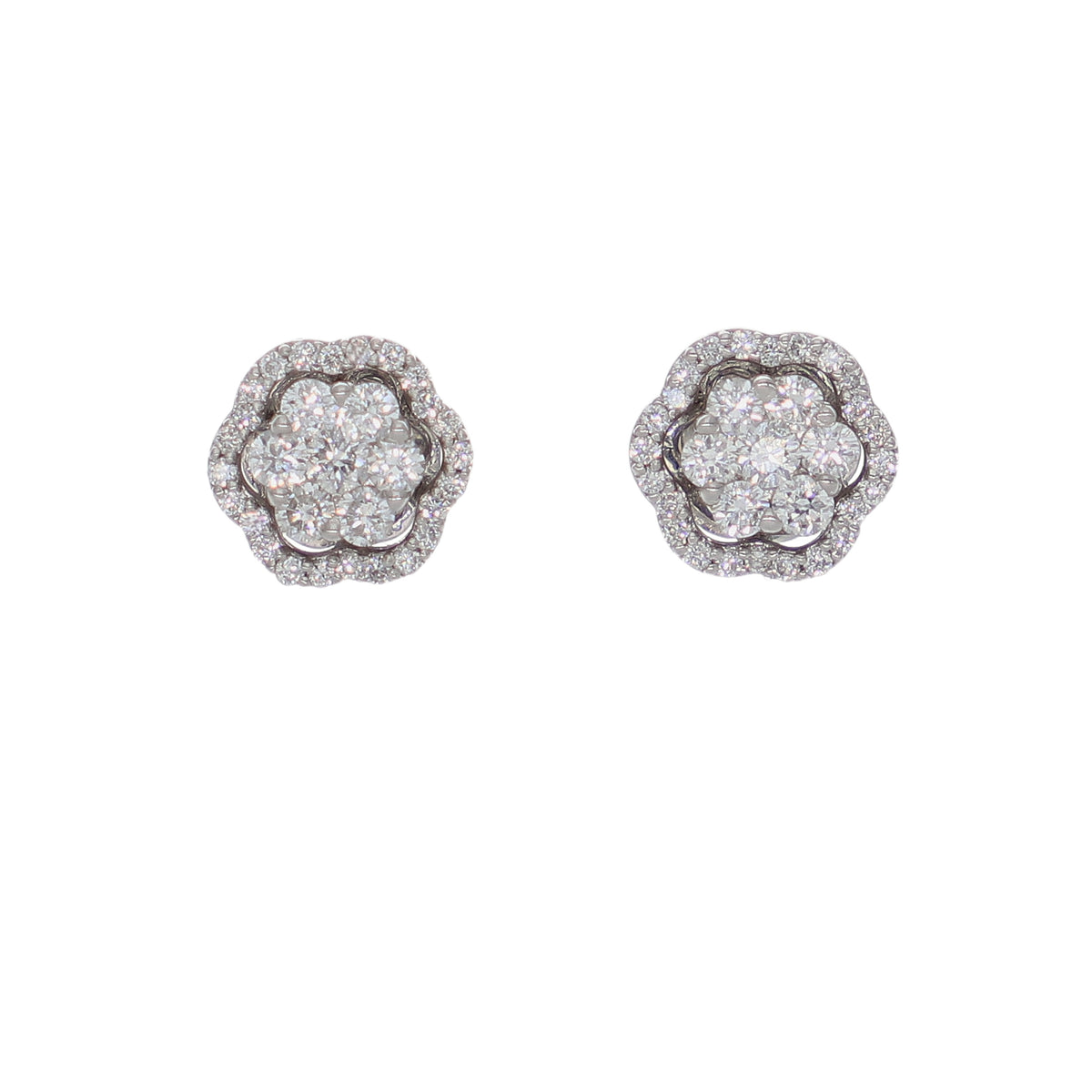 Aros Oro Blanco y Brillantes Halo AR-14577