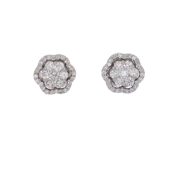 Aros Oro Blanco y Brillantes Halo AR-14577