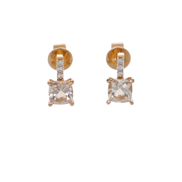 Aros Oro Rosa Morganita y Brillantes Halo AR-14578