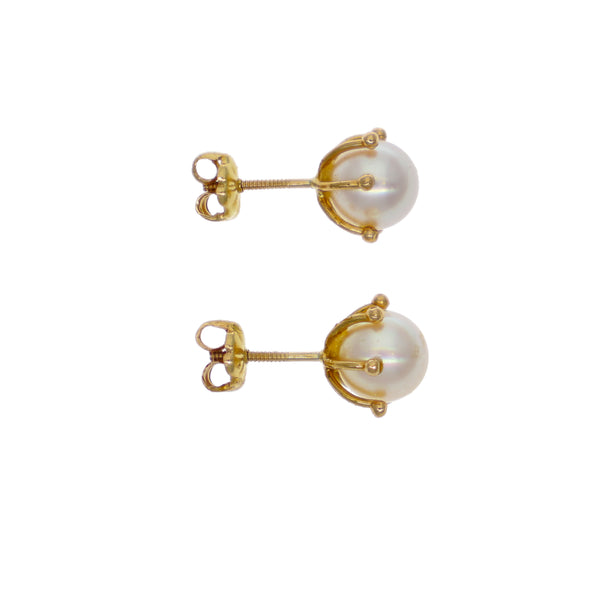 Aros Oro Amarillo Perla Cultivada Cuello Pistilo AR-14584