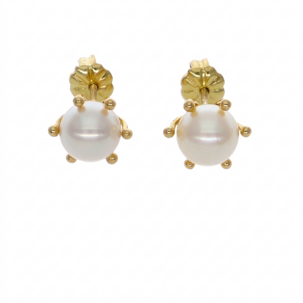 Aros Oro Amarillo Perla Cultivada Cuello Pistilo AR-14584
