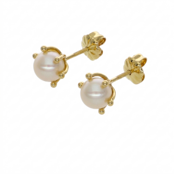 Aros Oro Amarillo Perla Cultivada Cuello Pistilo AR-14585