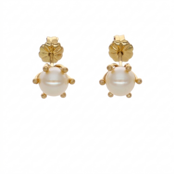 Aros Oro Amarillo Perla Cultivada Cuello Pistilo AR-14585