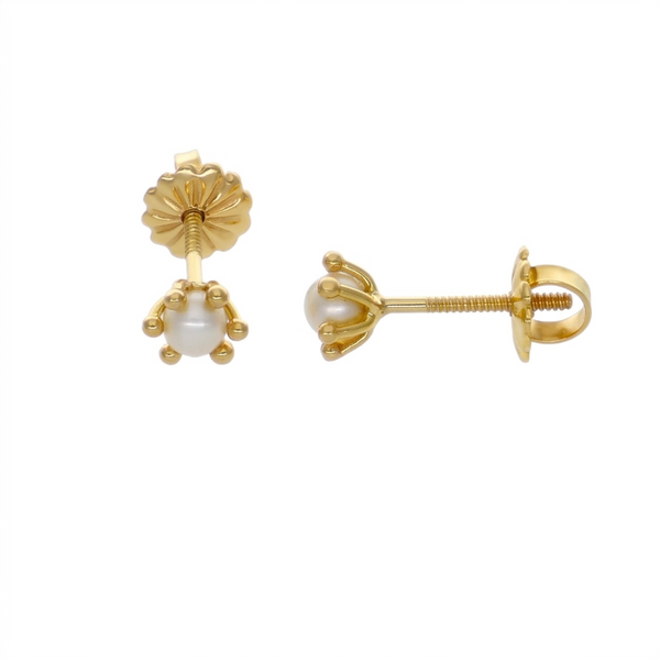 Aros Oro Amarillo Perla Cultivada Cuello Pistilo AR-14587