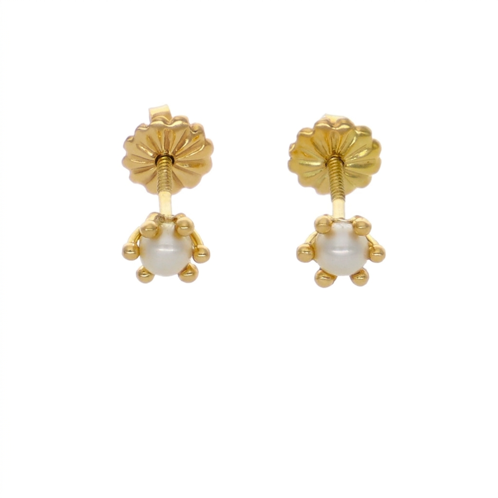 Aros Oro Amarillo Perla Cultivada Cuello Pistilo AR-14587