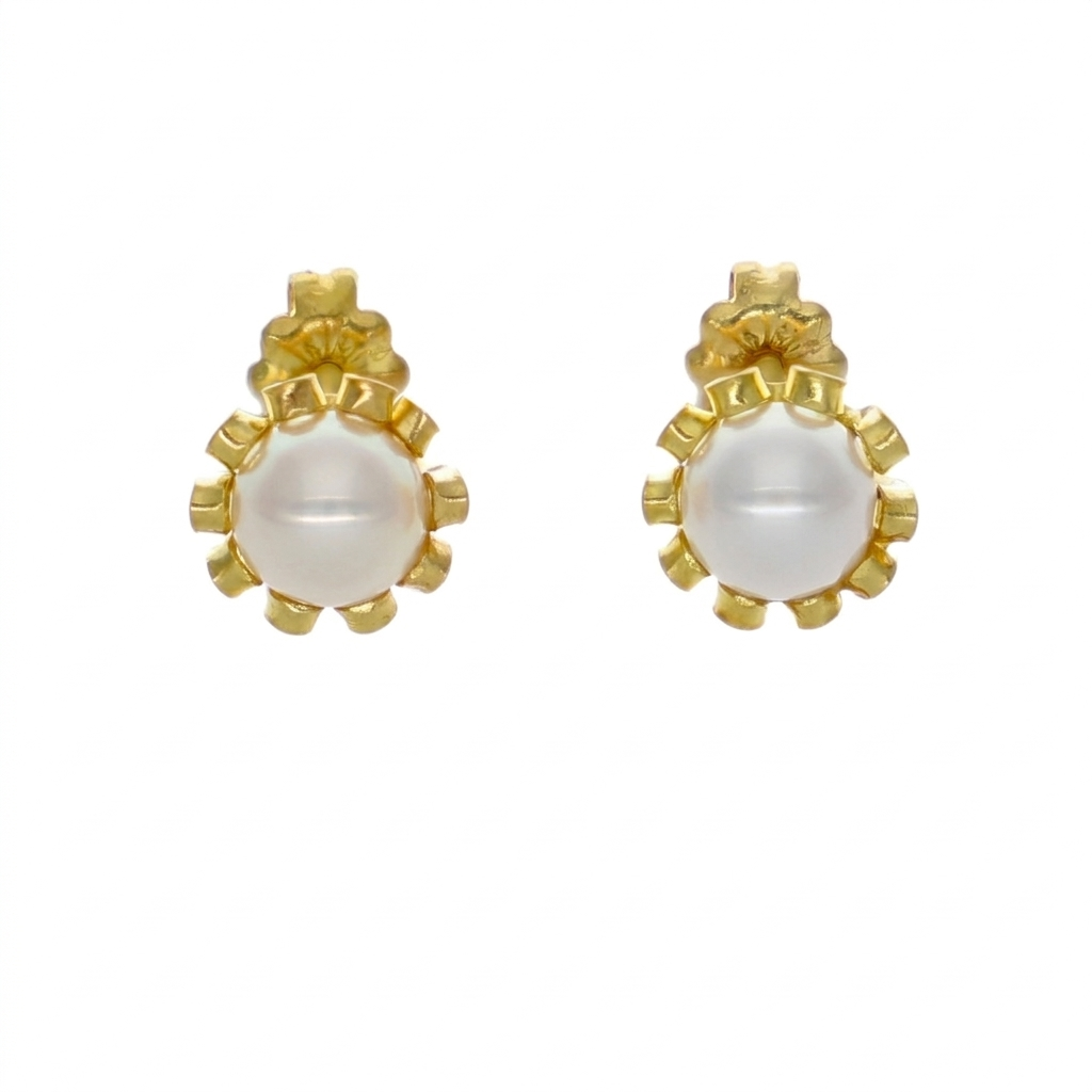 Aros Oro Amarillo Perla Cultivada Cuello Payaso AR-14588
