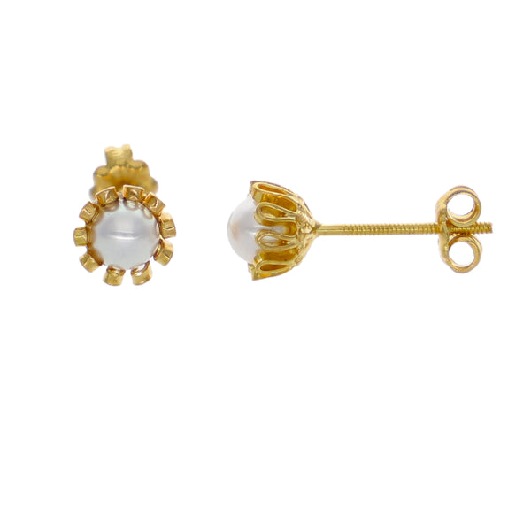 Aros Oro Amarillo Perla Cultivada Cuello Payaso AR-14589