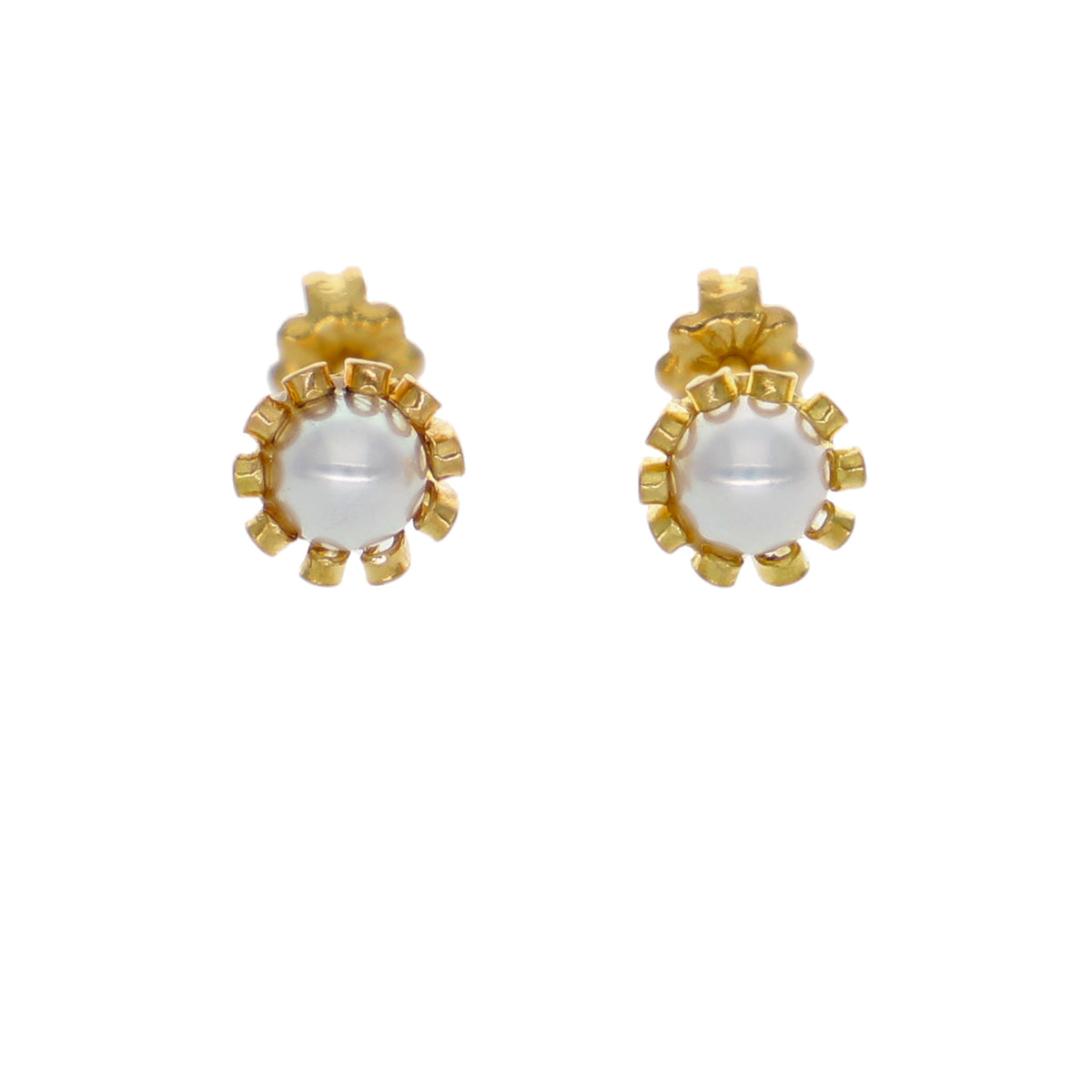 Aros Oro Amarillo Perla Cultivada Cuello Payaso AR-14589