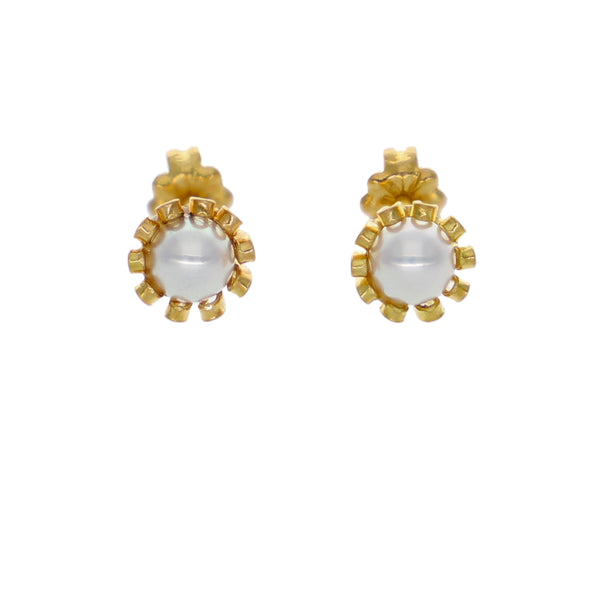 Aros Oro Amarillo Perla Cultivada Cuello Payaso AR-14589