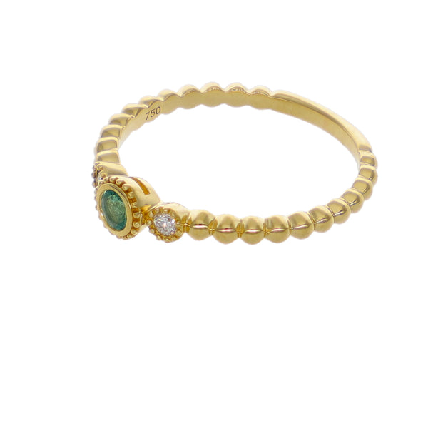 Anillo Oro Amarillo con Esmeraldas y Diamantes | AN-14610
