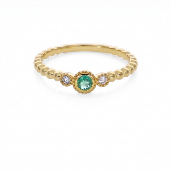 Anillo Oro Amarillo con Esmeraldas y Diamantes | AN-14610