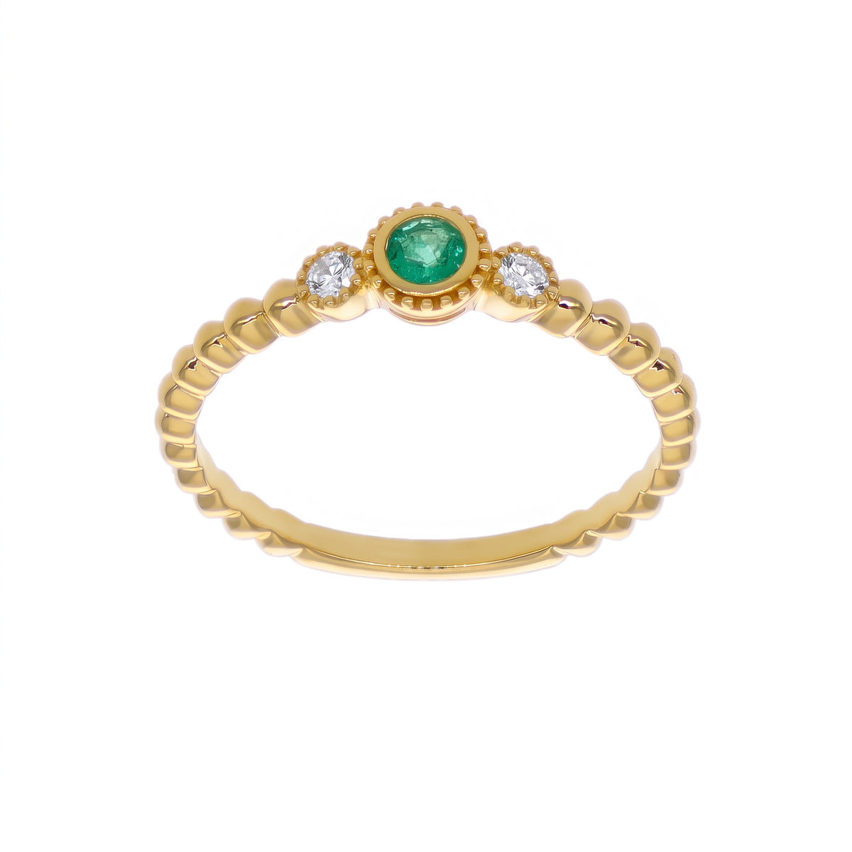 Anillo Oro Amarillo con Esmeraldas y Diamantes | AN-14610