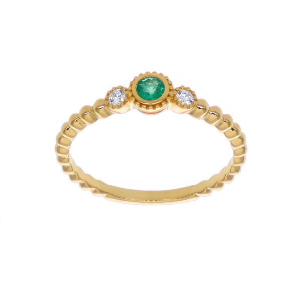 Anillo Oro Amarillo con Esmeraldas y Diamantes | AN-14610