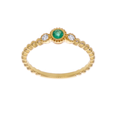 Anillo Oro Amarillo con Esmeraldas y Diamantes | AN-14610