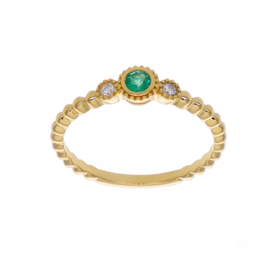 Anillo Oro Amarillo con Esmeraldas y Diamantes | AN-14610