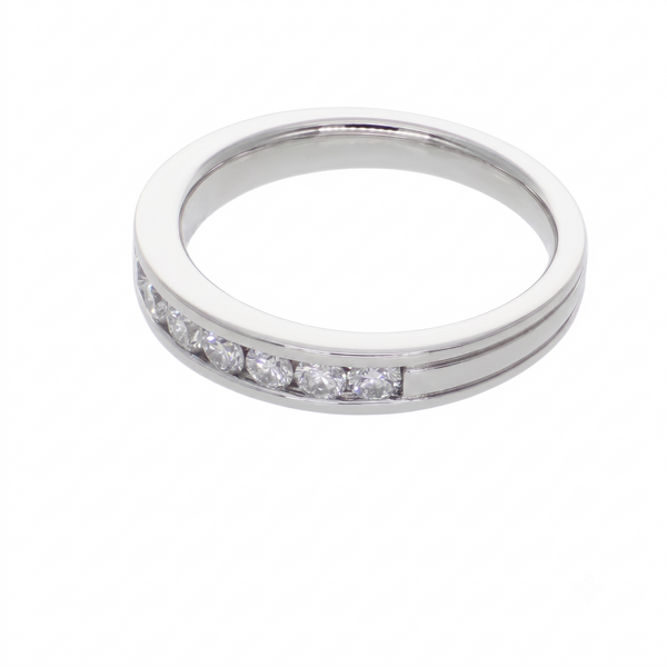 Anillo Platino con Diamantes 0,46 ct Medio Cintillo en Riel | AN-14624