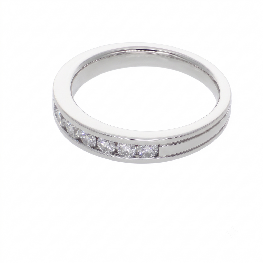 Anillo Platino con Diamantes 0,46 ct Medio Cintillo en Riel | AN-14624