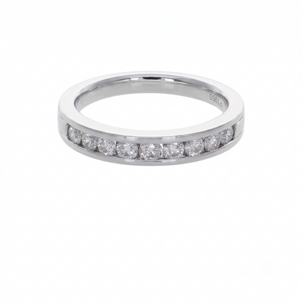 Anillo Platino con Diamantes 0,46 ct Medio Cintillo en Riel | AN-14624