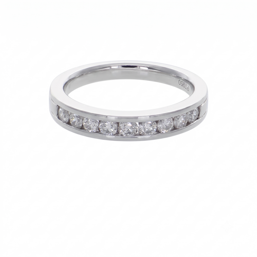Anillo Platino con Diamantes 0,46 ct Medio Cintillo en Riel | AN-14624