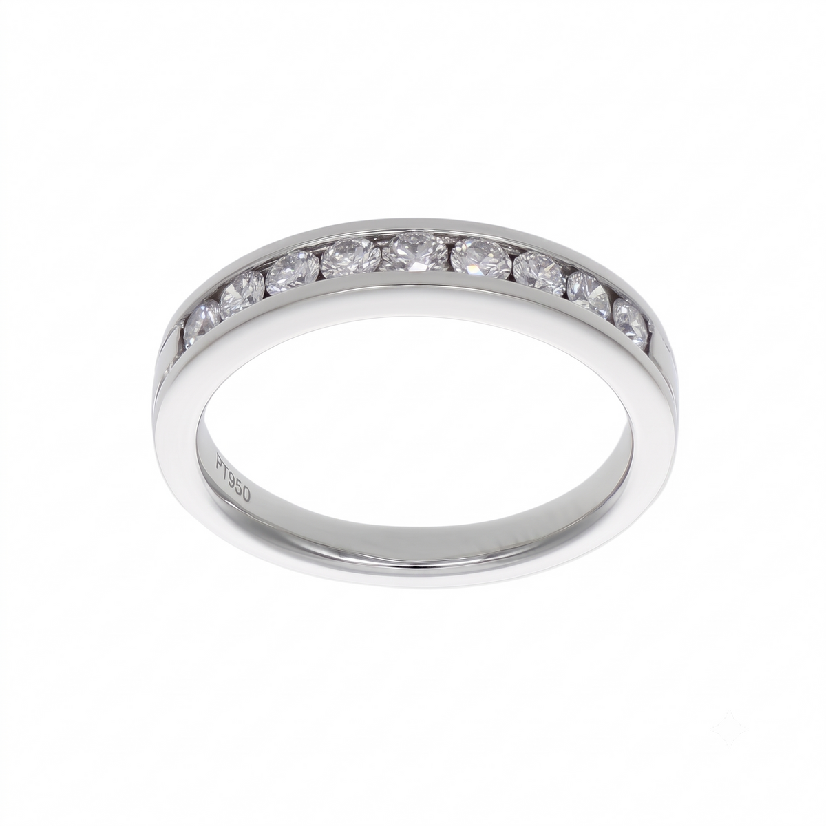Anillo Platino con Diamantes 0,46 ct Medio Cintillo en Riel | AN-14624