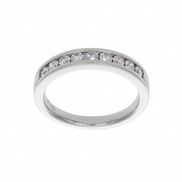 Anillo Platino con Diamantes 0,46 ct Medio Cintillo en Riel | AN-14624