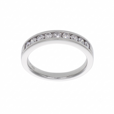 Anillo Platino con Diamantes 0,46 ct Medio Cintillo en Riel | AN-14624