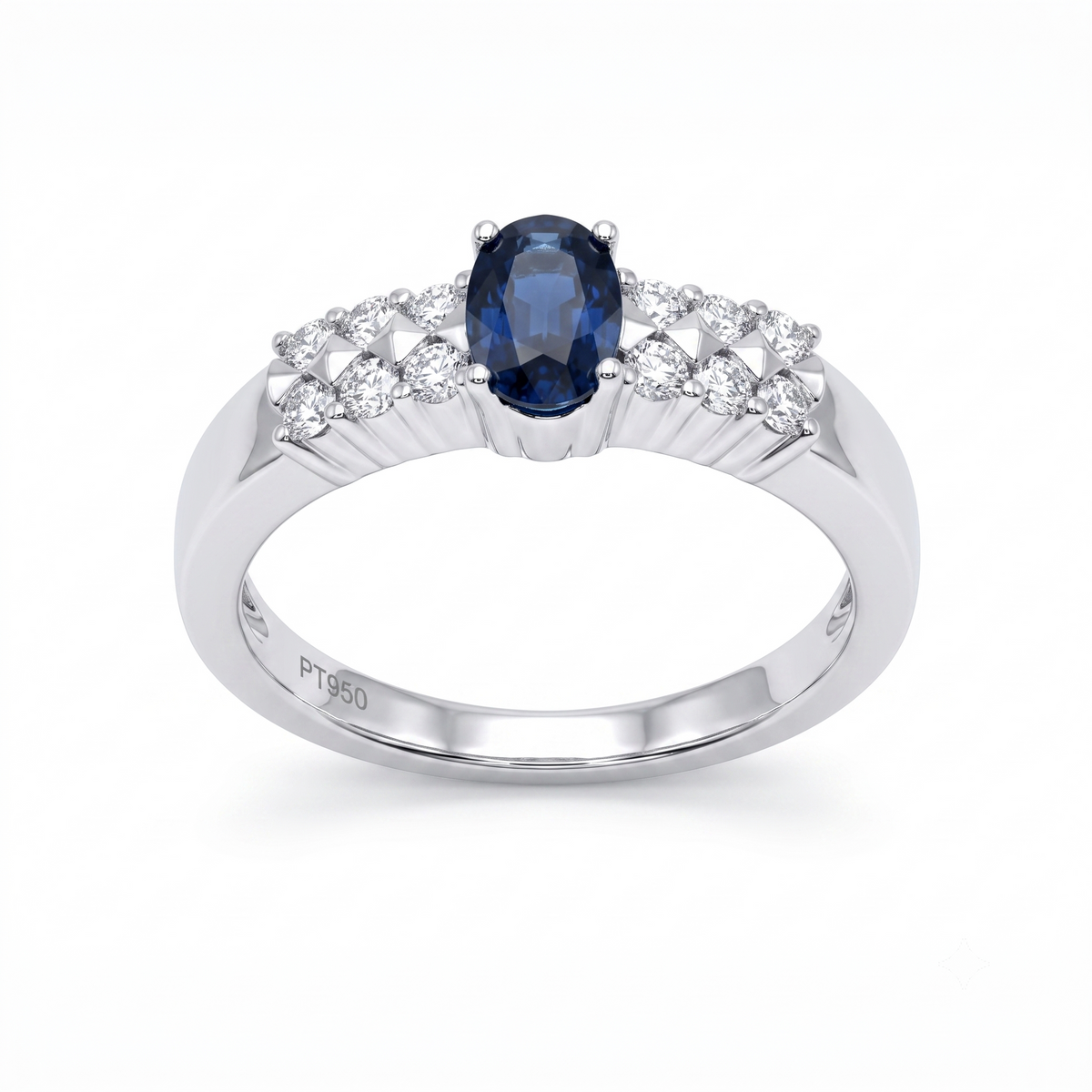 Anillo Platino con Zafiro Azul y Diamantes 0,89 ct | AN-14625