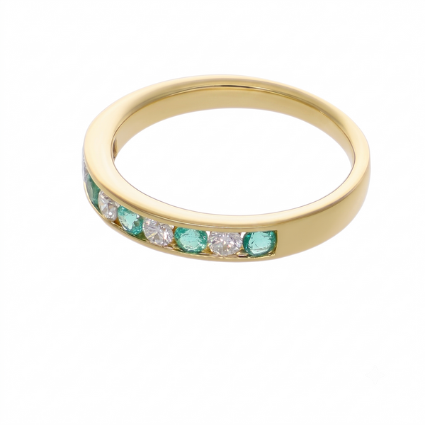Anillo Oro Amarillo con Esmeraldas y Diamantes | AN-14626