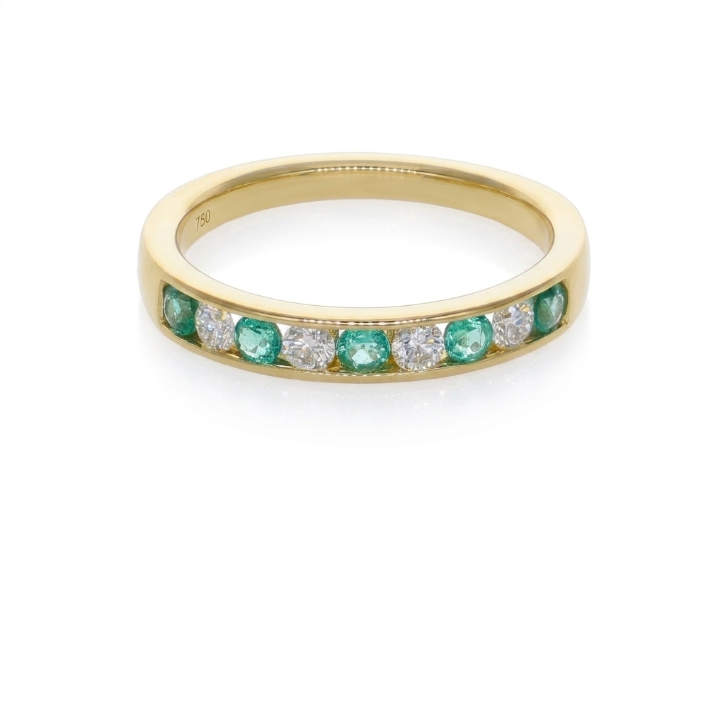 Anillo Oro Amarillo con Esmeraldas y Diamantes | AN-14626